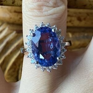 Color Changing Fluorite Sterling Silver Halo Ring Size 6